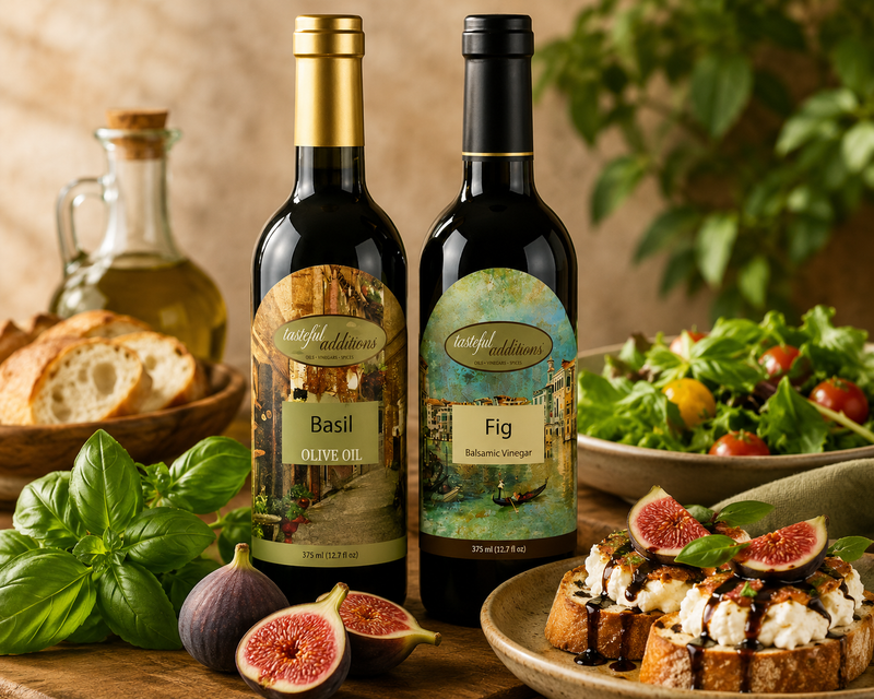 Sweet Basil Duo | Basil Olive Oil + Fig Balsamic